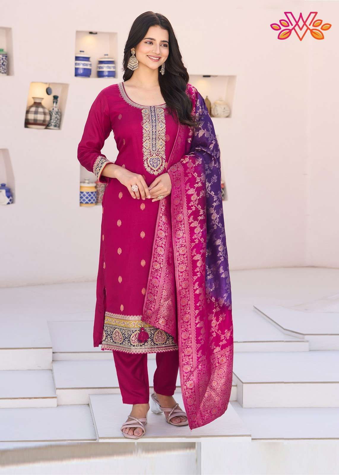 Rani Pink Embroidery Work..